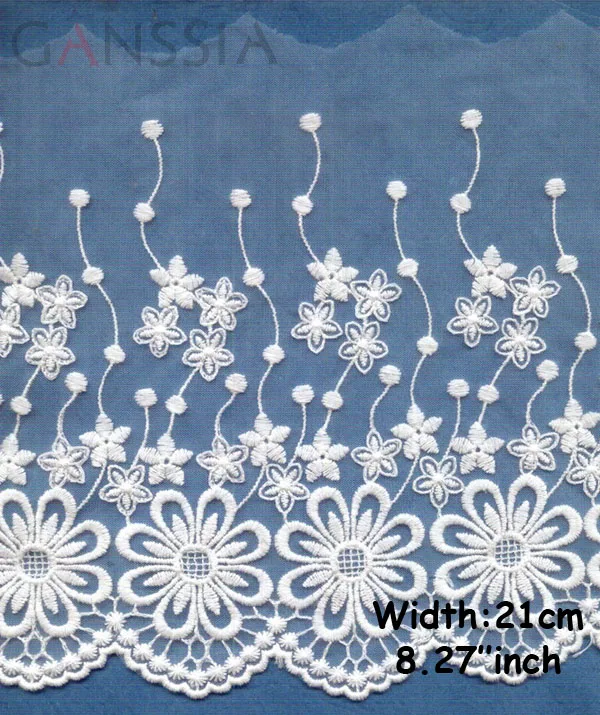 

1 yrd/lot Width:21cm Good quality white cotton mesh lace,for garment Scrapbooking lace trimmings Sewing accessories(ss-554)
