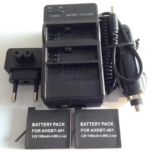 

Battery (2-Pack) + Dual Charger for GoPro4 Gopro 4 Go pro 4 Go pro HERO 4 Go pro 4 accessories AHDBT-401 AHDBT 401 AHDBT401