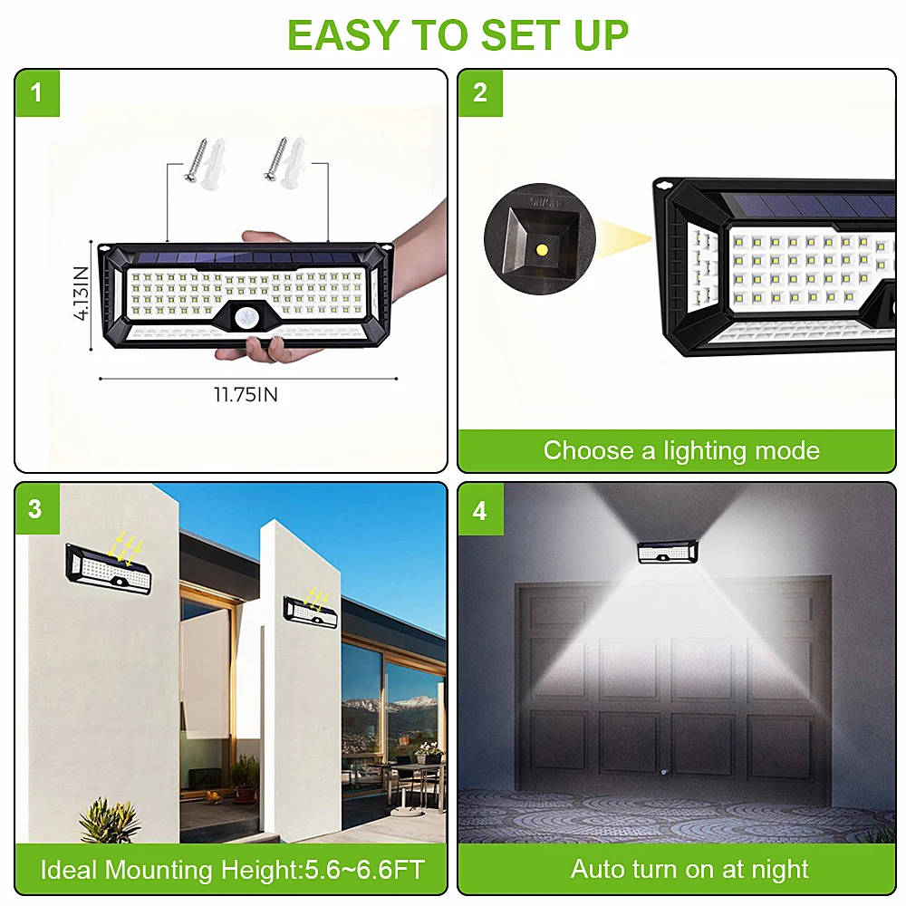 Outdoor Led Wall Light Solar Lamp Motion Sensor Waterproof 136 Led Solar Garden Light Security Gate Porch Light Outside Lighting