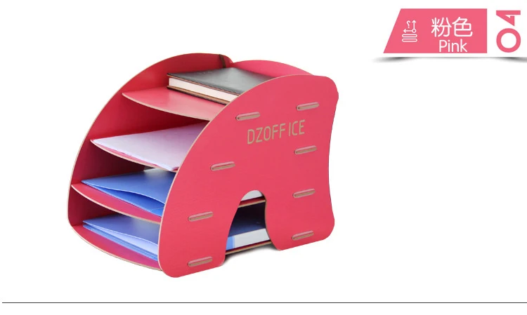 CARB Environmetal DIY Creative Office Desktop Wood Stationery Holder 4 Layer A4 File Organizer Clips Holder Desktop File Tray