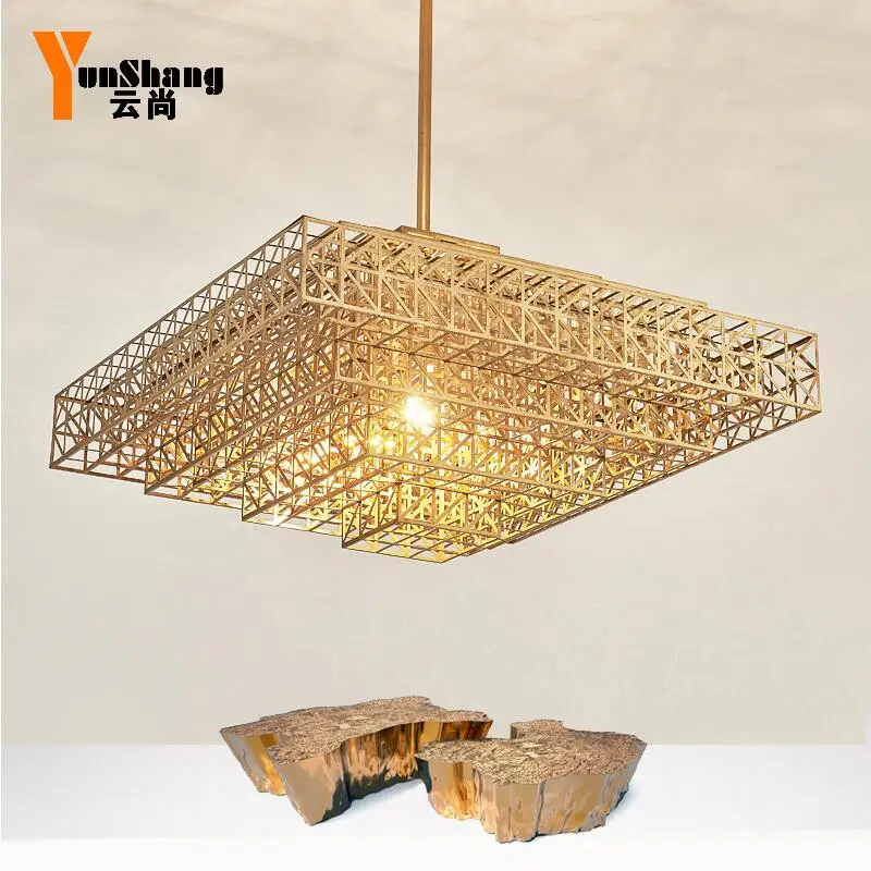 

Post-modern living room chandeliers copper minimalist creative restaurant lights personalized cafe lamp geometric industrial win
