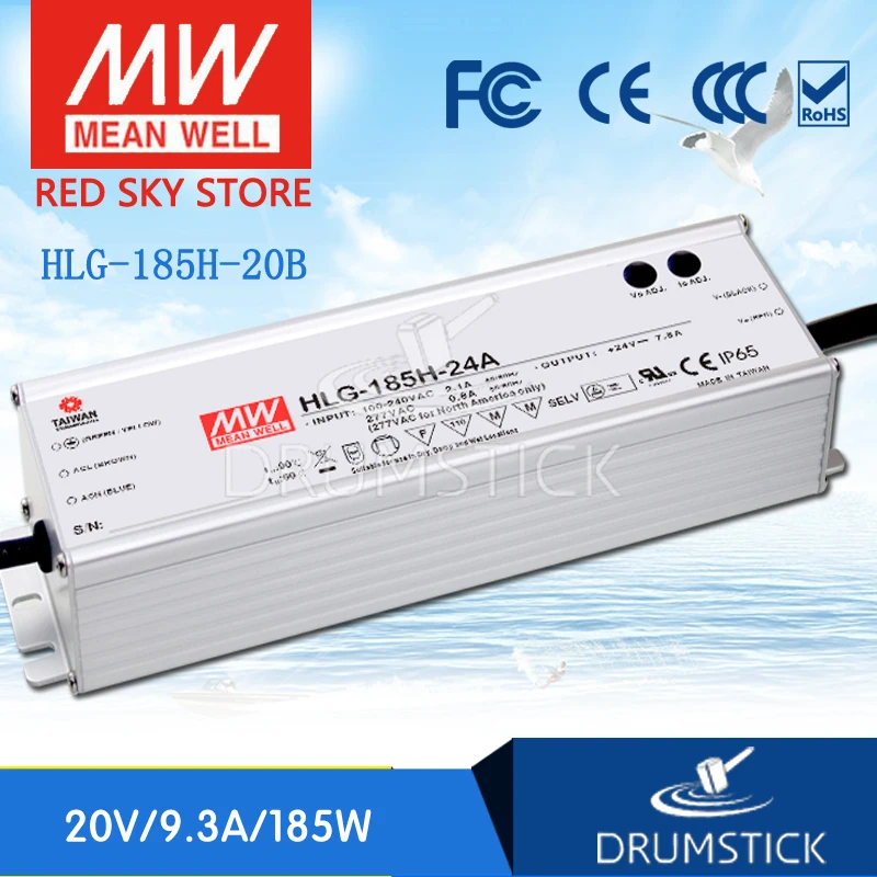 

MEAN WELL HLG-185H-20B 20V 9.3A meanwell HLG-185H 20V 186W Single Output LED Driver Power Supply B type