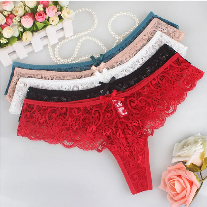 

Sexy Lace Panties Bowtie Panties Female Floral Lace Women Lingerie Breathable Briefs Low Waist Transparent Underwear 1/2pcs