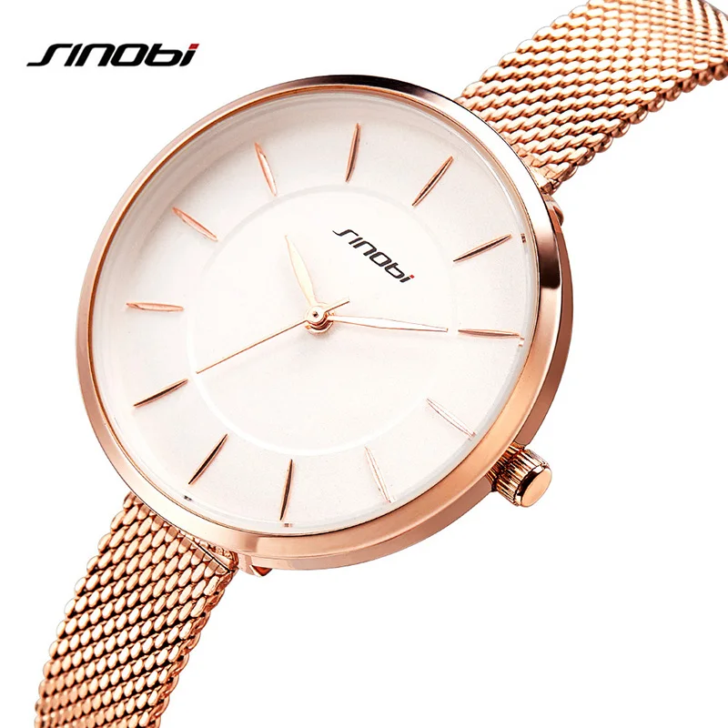 

SINOBI New Brand golden Dial Fashion Women Watches 2019 Stainless Steel Strap Quartz Watch Dress Ladies Casual Sports Wristwatch