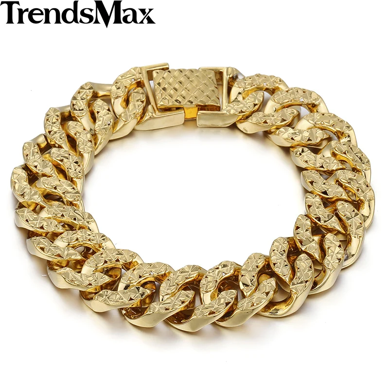 Trendsmax 14 мм в ширину 19 см длинные женские Девушки Мода Блестящий Браслет большой