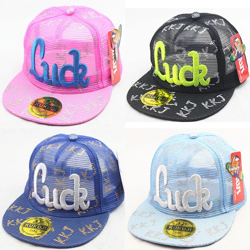 

Outdoor Sun Protection Baseball Cap For Boys And Girls Embroidered LUCK Letter Net Cap Freely Adjustable Baseball Hats For Child