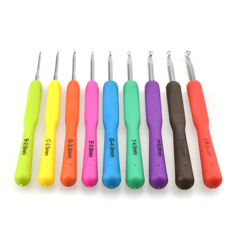 Mix 17pcs Crochet Hooks Set Soft Rubber Handle Yarn Knitting Needle Sewing Set With Blue Case Women DIY Craft Tools Accessories (2)