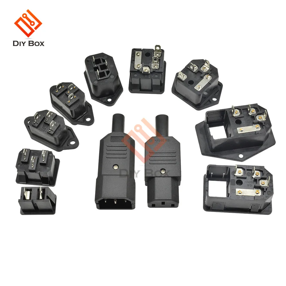 

IEC Inlet Power Socket Straight Cable Plug Connector with 10A Fuse AC Socket Switch 3 Pin Female Male Inlet Plug