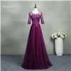 Royal Purple ZJ7031 сексуальные средние рукава Кружева Длинные королевские синие платья на выпускной Формальное вечернее платье для выпускного вечера плюс размер клиента - Цвет: Royal Purple
