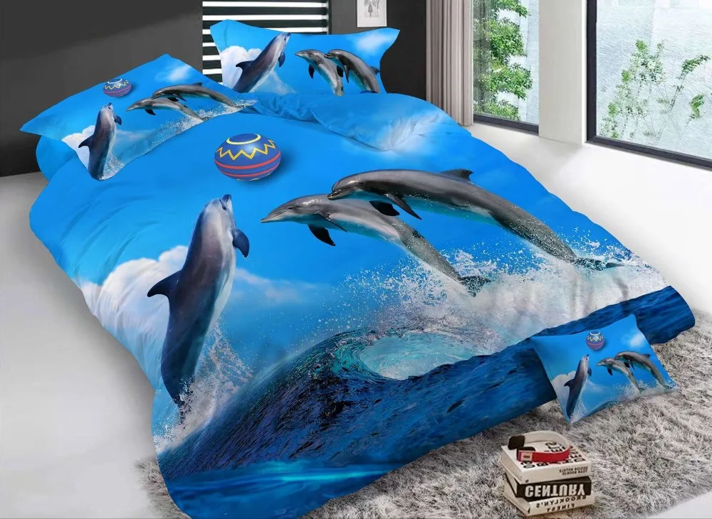 Лучшее. WENSD 3D панда Дельфин жаккардовое постельное белье queen king размер пододеяльник+ плоское покрывало+ наволочка бамбуковое волокно