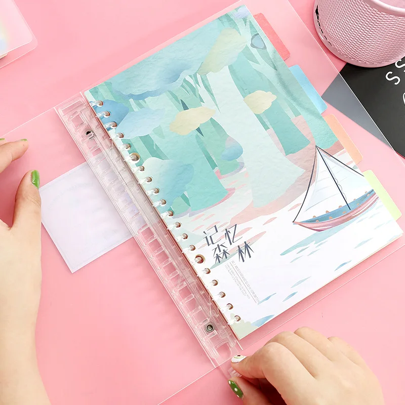 

Translucent PP Loose Leaf Spiral Binder Notebook Matte Notepad Camp for A5 B5 Dairy Weekly Monthly Accessories Stationery Supply