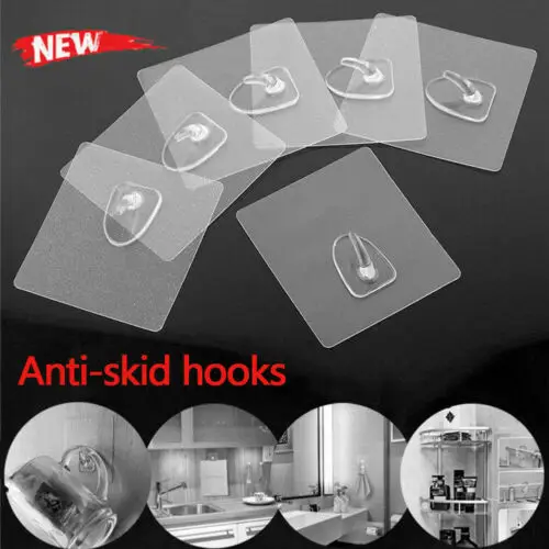 

10x Strong Transparent Suction Cup Sucker Wall Hooks Hanger For Kitchen Washroom Multi-Purpose Hooks