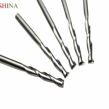 

SHINA 5pcs 1/8" 3.175 Extra Long CNC Milling Cutter Two Double Flutes Tungsten Spiral End Mill CNC Router Bits For MDF