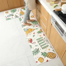 Yfashion Oil-proof kitchen floor mat Household strip waterproof anti-skid foot mat PU leather mat 45*75cm_cooking time