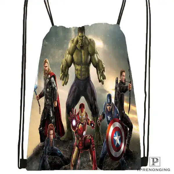 Drawstring Backpack Пользовательский Человек-паук Мстители походная сумка на шнурке милый рюкзак для детей(черная спинка) 31x40 см#180531-04-06 - Цвет: Drawstring Backpack