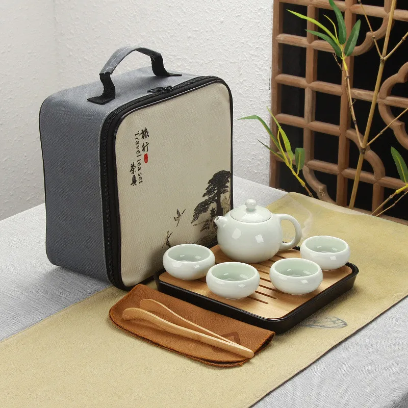 Chinese Travel Kung Fu Tea Set Ceramic Portable Teapot Porcelain Teaset handmade teapot teacup gaiwan Tureen tea ceremony Chinese Travel Kung Fu Tea Set Ceramic Portable Teapot Porcelain Teaset handmade teapot teacup gaiwan Tureen tea ceremony