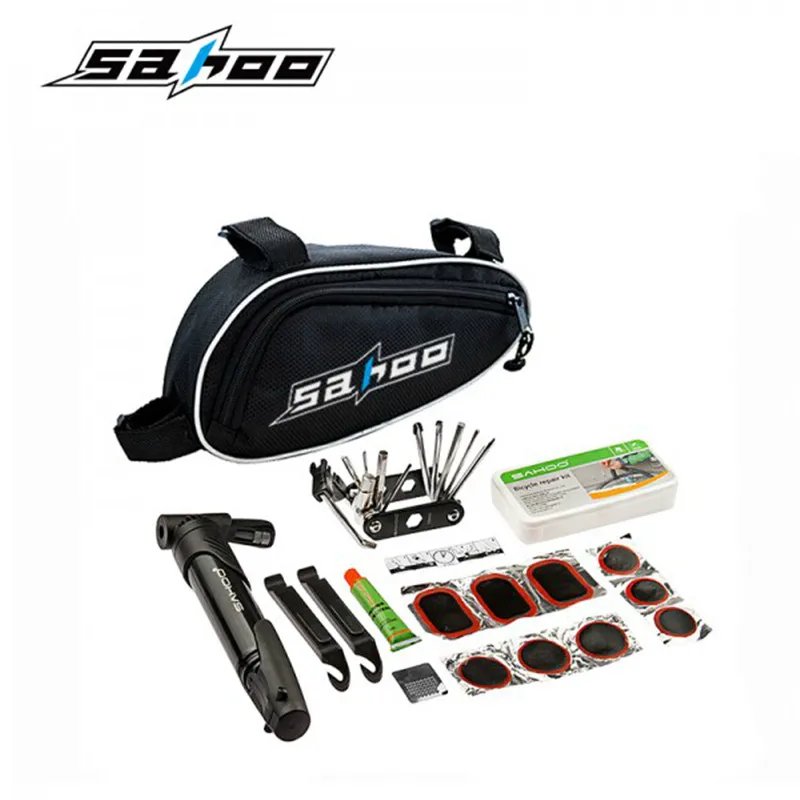 

SAHOO High Quality 15 in 1 Cycling Bicycle Tools Bike Repair Kit Set With Pouch Pump 3 Colors