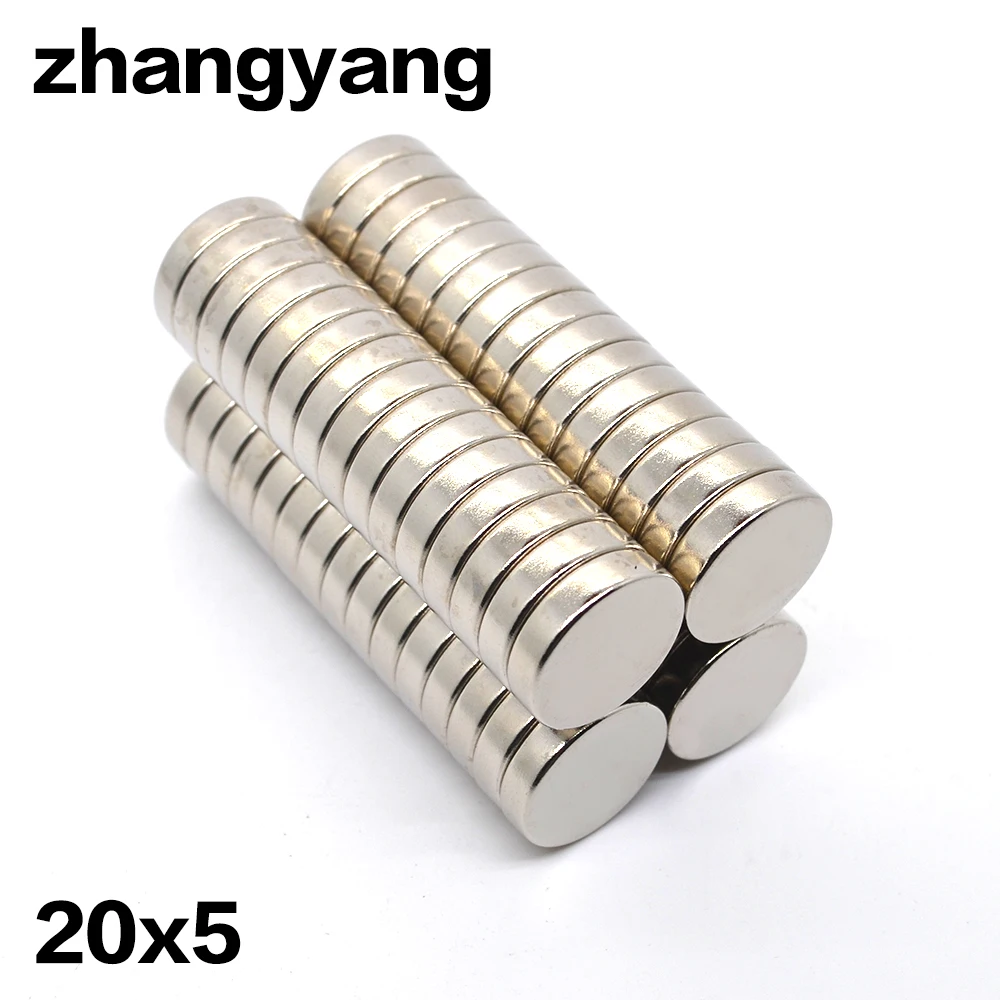 

Free shipping 50pcs 20*5 20mm x 5mm N40 Super Strong Magnet Rare Earth Disc Ndfeb Neo Permanet Neodymium Magnets