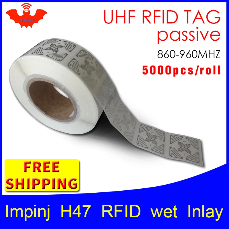 

UHF RFID бирка наклейка Impinj H47 влажная инкрустация EPC6C 915mhz868mhz860-960MHZ Higgs3 5000 шт Бесплатная доставка клейкая Пассивная RFID этикетка