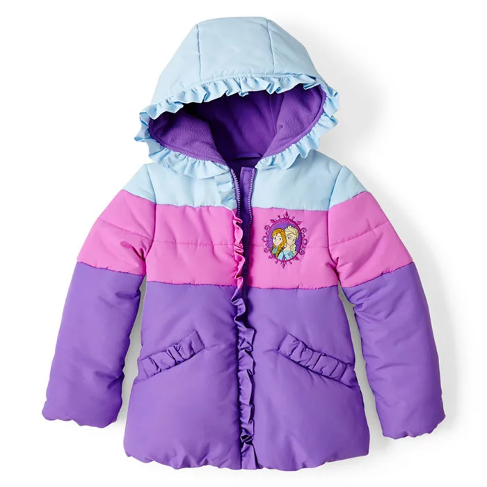 Retail 2016 New Arrival Anna and Elsa Girls Jacket for Winter Hooded