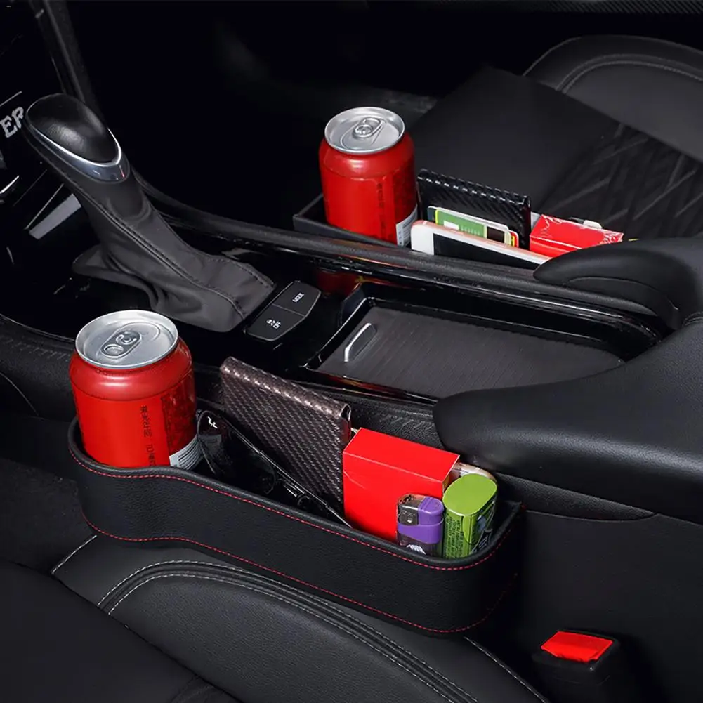 2x Leather Catcher Box Caddy Car Seat Gap Filler Pocket Storage Organizer w/4USB