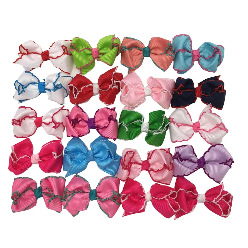 3inch 18pcs/lot Grosgrain Ribbon Hair Bows With Alligator Clips Hairclips Hair Accessorieshair