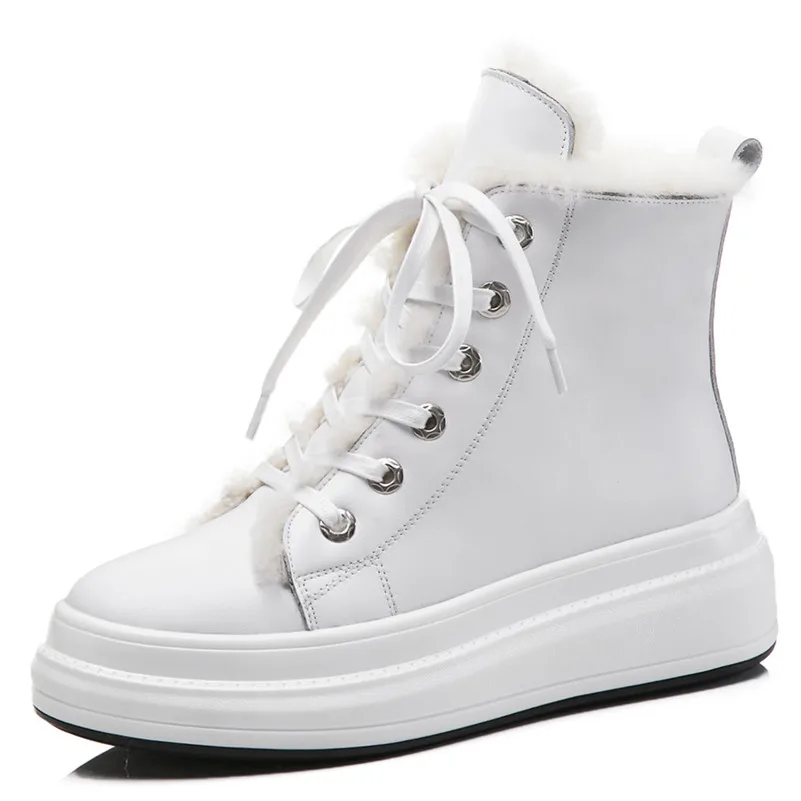 FEDONAS/Новые модные теплые зимние женские ботильоны на платформе; классические короткие ботинки на шнуровке; ботинки в байкерском стиле из натуральной кожи - Цвет: 2