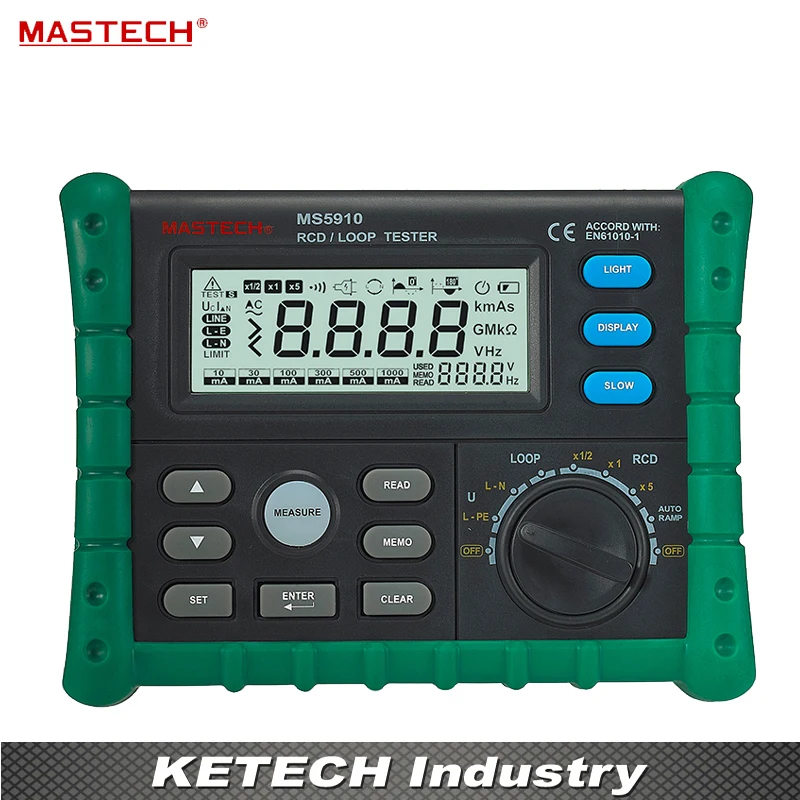 

MS5910 Circuit Breaker RCD Loop Tester Meter Trip-out Time & Current Voltage Frequency Loop Resistance Measurement USB