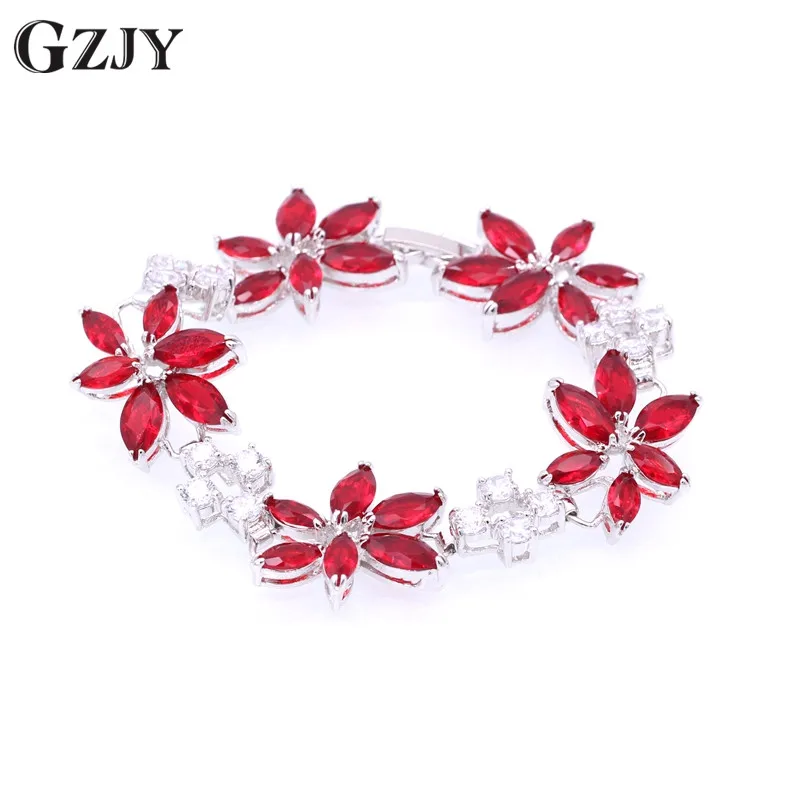 

GZJY Fashion Flower Bracelet White Gold Color Multi-color Zircon Crystal Charm Bracelets For Women pulsera hombre