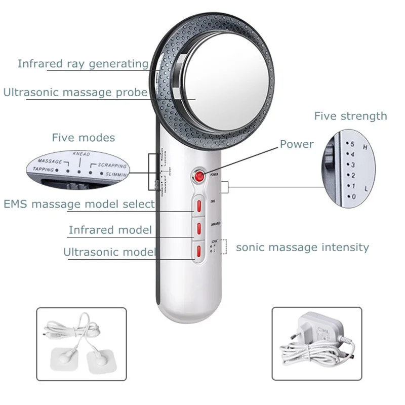 3 In 1 Intelligent Ultrasonic Cavitation EMS Body Slimming Massager Beauty Fat Removal Therapy Weight Loss Device Anti Cellulite