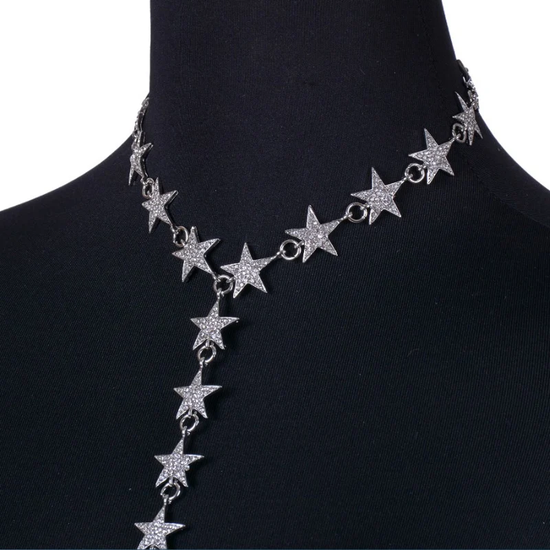 Женское металлическое колье-чокер со звездой, эффектное ожерелье, роскошное Макси-ожерелье, женское колье, модное ювелирное изделие
