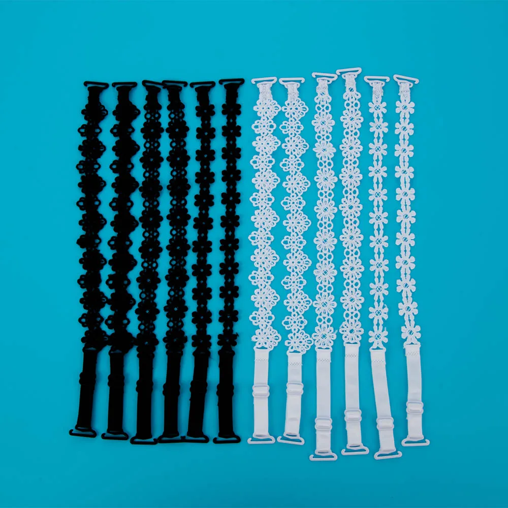 Для женщин сексуальный бюстгальтер ремни 1 пара черно-белый цвет хлопковое кружево, Цветок Регулируемый бюстгальтер с плечевыми ремешками новые Тип