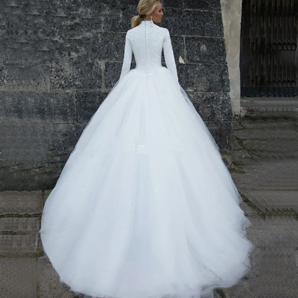 long sleeve wedding ball gown