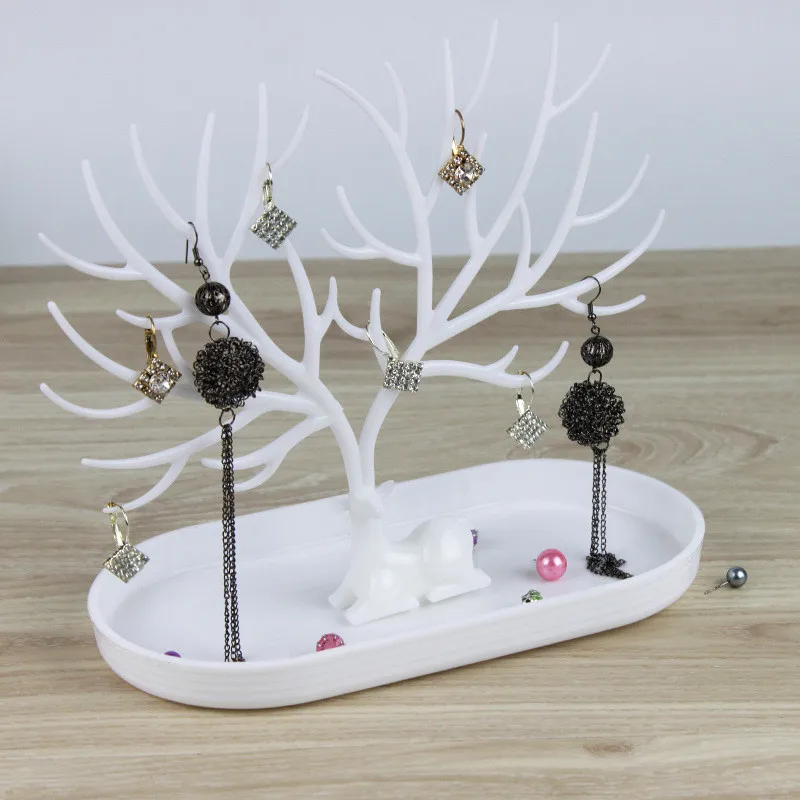 

2019 Little Deer Jewelry Storage Box Earrings Necklace Ring Pendant Bracelet Jewelry Display Stand Tray Tree Storage Racks