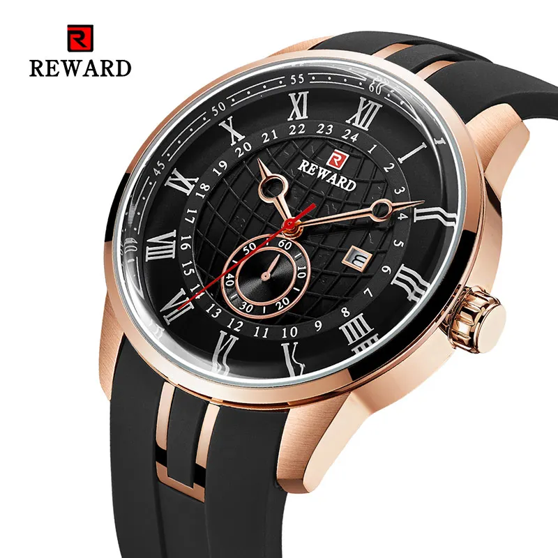

2019 REWARD Men Watch Male Leather Automatic Date Quartz Watches Mens Luxury Brand Waterproof Sport Clock Relogio Masculino
