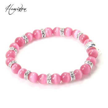 

Thomas Rose Opal Bead, Rhinestone Bead Bracelet with a Branded Charm Carrier, Jewelry for Women TS 196