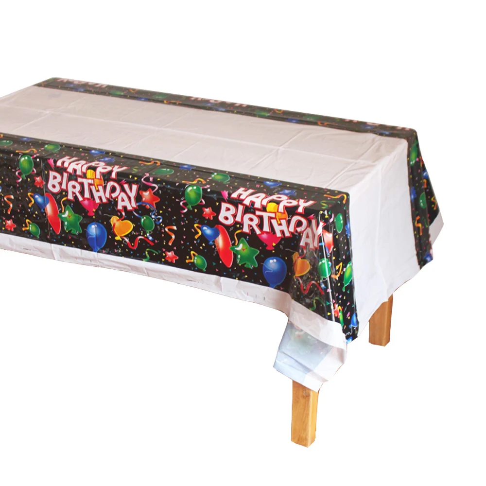 Disposable Plastic Table Cloth Happy Birthday Ballon