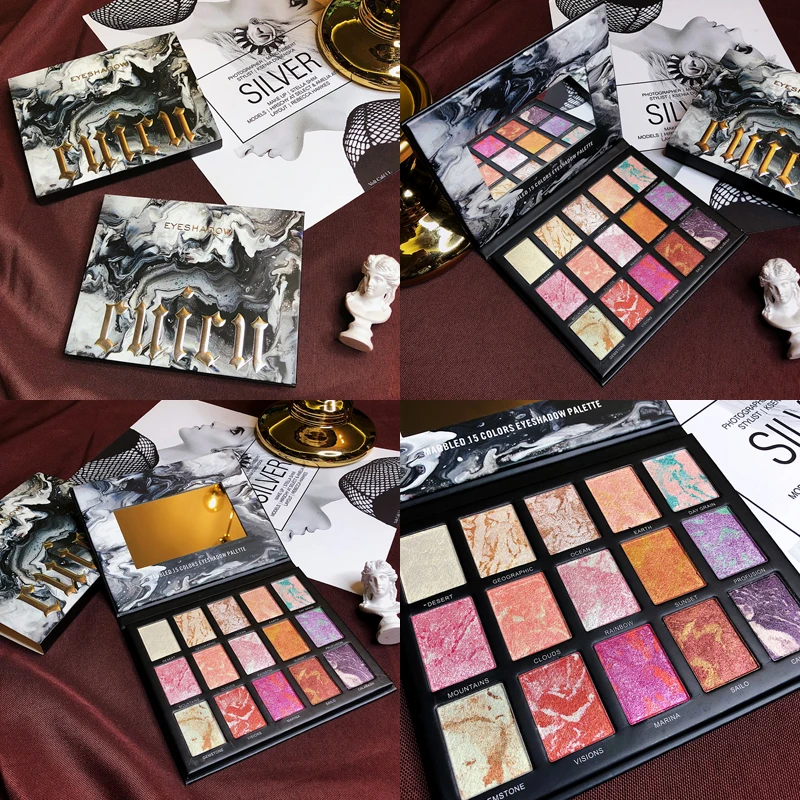 

15 Color Marble Lighting Blusher Eye Shadow Palette Shimmer Matte Glitter Makeup Palette Pigmented Eyeshadow Pallete Cosmetic