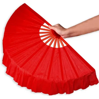 

50pcs/lot 41cm Solid Black Red Folding Hand Fans Craft Dance Performce Wedding Party Souvenir Decoration Supplies ZA4203