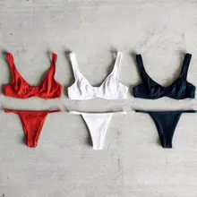 Женские сексуальные бикини набор белый/красный/черный с ремешками пуш-ап купальник Купальники пуш-ап Мягкий Бюстгальтер купальный костюм Пляжная одежда