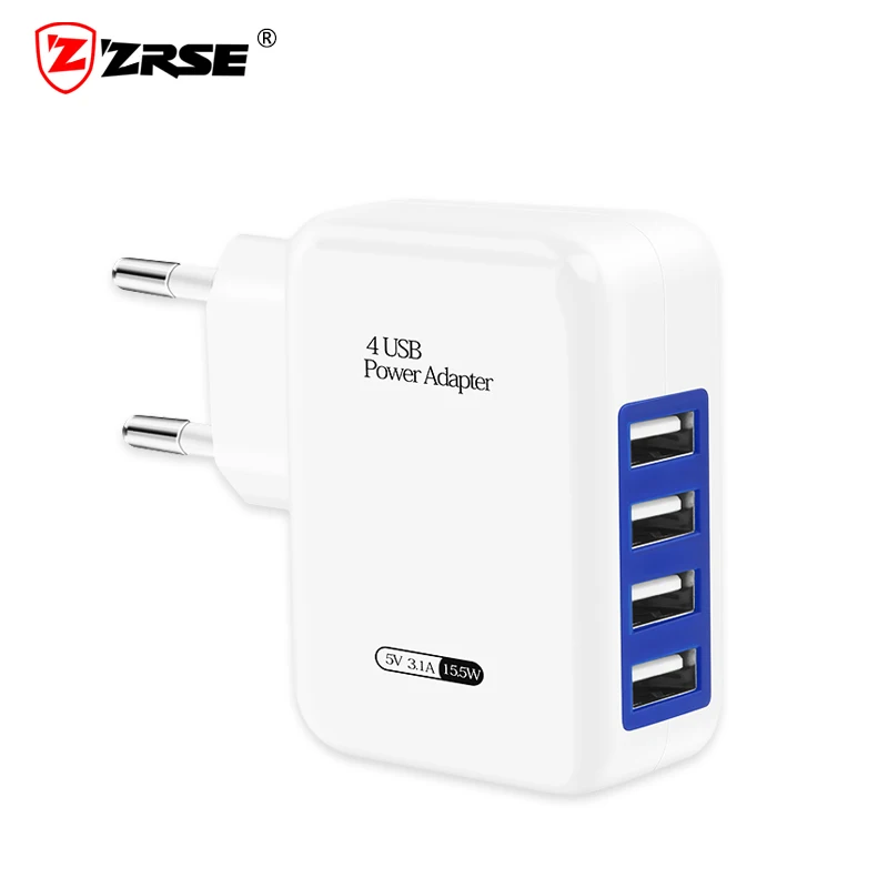 

ZRSE USB Charger for iPhone Samsung Android 4 Ports USB Travel Wall Charger Adapter EU US Multi USB Charging Handphone Charger