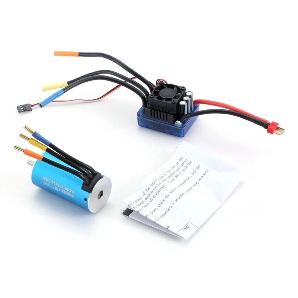 

3670 2650KV Motors 4 poles Sensorless Brushless Motor with 120A Electronic Speed Controller Combo Set for 1/8 RC Car and Truck