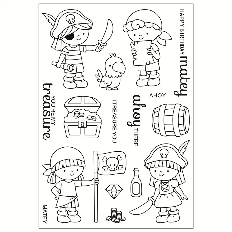 

Pirate boy Transparent Clear Silicone Stamps for DIY Scrapbooking/Card Making/Kids Fun Decoration Supplies
