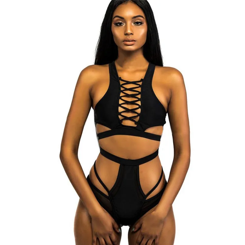 

High Waist Straps Bikinis Women Swimwear Summer Solid Sexy Bikini Set Push-Up Padded Bra Two Piece Swimsuits Beachwear J13