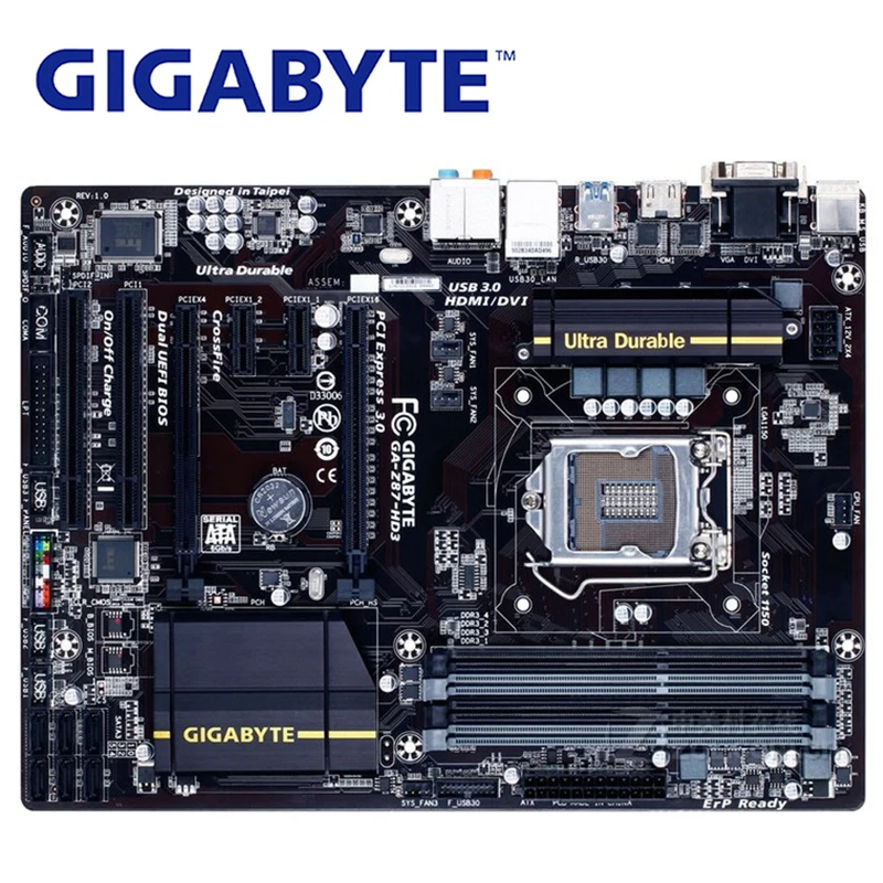 Материнская плата LGA 1150 для Intel Z87 DDR3 Gigabyte GA HD3 USB3.0 32 Гб десктопная материнская б/у PCI