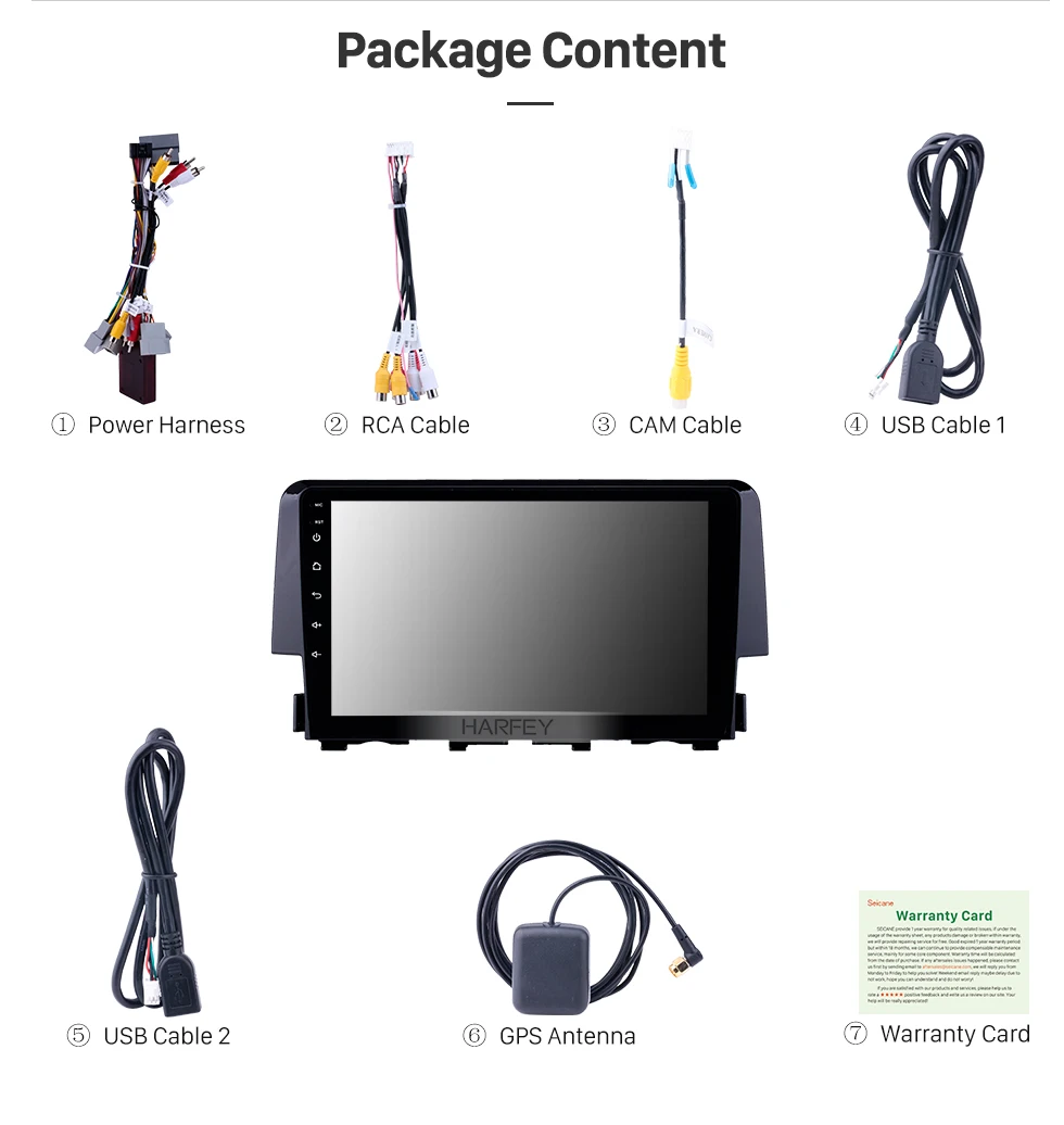 Perfect Harfey car Radio for Honda Civic 2016 9" Android 8.1 HD Touchscreen GPS Navi support Carplay DVR OBD Rearview camera bluetooth 15