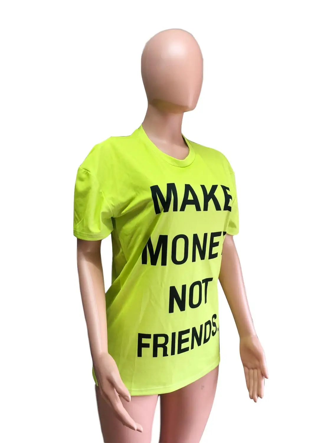 Новые женские футболки с забавными буквами Make Money Not Friends с круглым вырезом короткая футболка с рукавом модная летняя футболка желтый