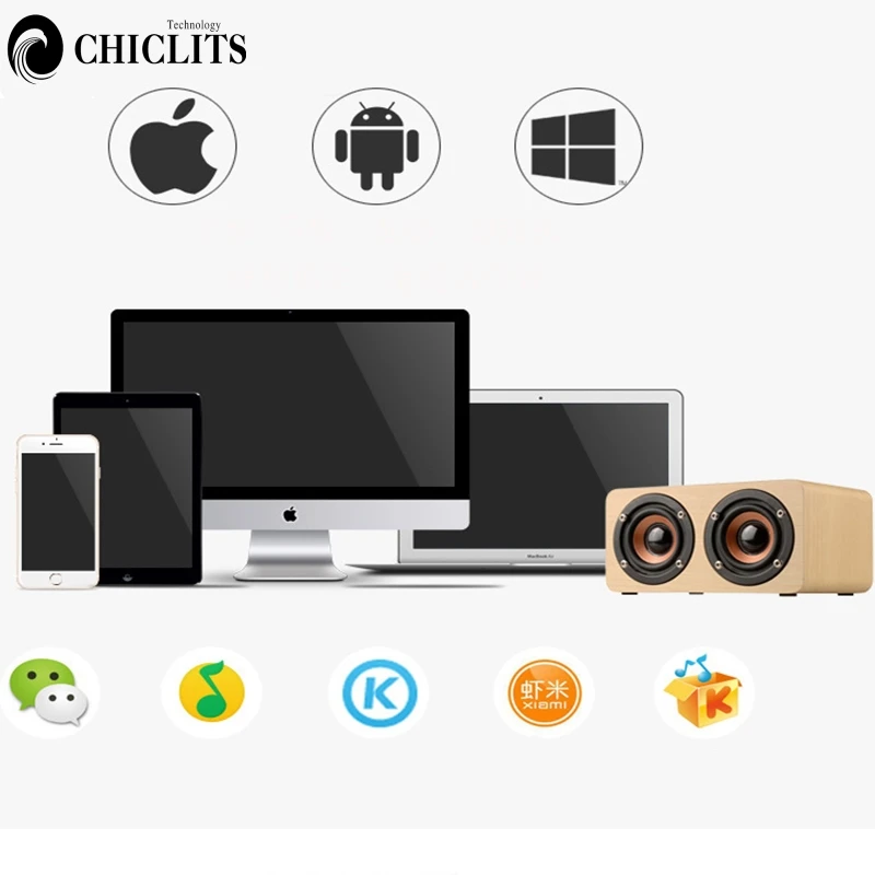 Деревянный беспроводной Bluetooth динамик Портативный HiFi Shock Bass Altavoz TF caixa de som