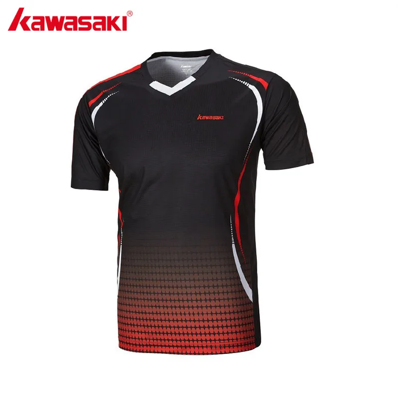 

KAWASAKI 2017 NEW Men Fitness T-shirt V Neck Short Sleeve Badminton Shirts For Outdoor Sports Running Gym Sportswear ST-171005