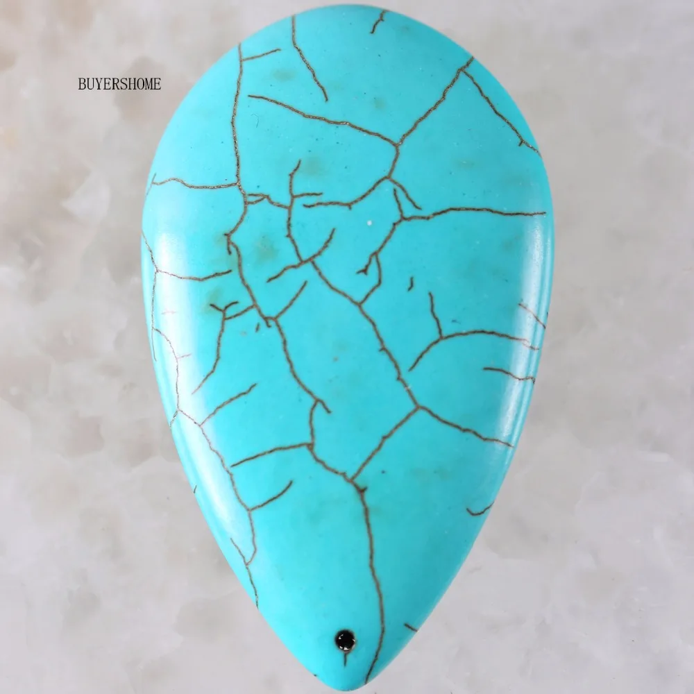New 49x29MM Natural Stone Green Howlite Teardrop Pendant 1Pcs K025in